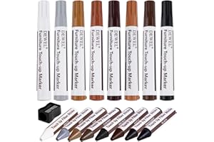 DEWEL Furniture Markers Touch Up, Set of 17, Gray Furniture Scratch Repair Markers Kit, Wood Touch Up Markers and Wax Sticks with Sharpener, for Scratches, Stains, Floors, Laminate, Cabinet