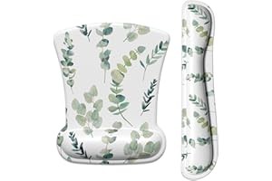 ITNRSIIET Podkładka pod mysz, podkładka pod nadgarstek do klawiatury, podkładka pod nadgarstek do klawiatury i myszy, antypoślizgowa pianka z pamięcią kształtu, łatwe pisanie, ulga w bólu, idealna do biura, gałęzi eukaliptusa, jeden rozmiar