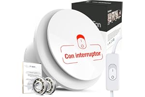 SBONNI Extractor de Baño 100mm con Interruptor - 12W 130m³/h Extractor de Aire, Cable de Alimentación 1,5m, Extractor Baño Silencioso Adecuado para Ventana Techo Pared en Baño Cocina WC Garaje Ático