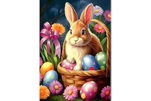 MXJSUA Easter Eggs and Bunny Diamonds Painting Kits for Adults DIY 5D Diamond Gem Art Paint with Round Full Drilsl Painting Kits for Home Wall Decor (30×40cm)