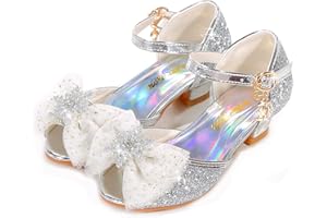 EDOSIR Filles Chaussures Princesse Glitter Shinning Enfants Mary Jane Chaussure Bowknot Talons Bas Petites Filles Chaussures De Danse Habiller Cérémonie De Mariage