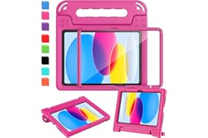 SINSO Case for iPad (A16) 11th Generation 11 Inch 2025/iPad 10th Generation 10.9 Inch 2022, Built-in Screen Protector, Heavy Duty Shockproof Kids ipad Cover with Handle Stand, Rose