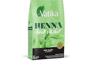 VATIKA NATURALS Vatika Henna Rich Black Hair Colour - 60g (6 x 10g Sachets), 100% Ammonia Free, For Vibrant Color, Shine, & Coverage (Packaging May Vary)