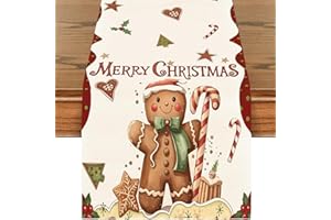 CJWLKJ Linen Christmas Table Runner 72 Inches Long, Merry Christmas Gingerbread Man Table Runners, Seasonal Winter Xmas Holiday Kitchen Dining Table Decoration for Indoor Outdoor Home Party Decor