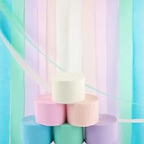 6 Rouleaux Papier Crépon Coloré - Palette Nature (or, Verts, Ivoire...) Pour Déco Fête, Mariage, 4,5cm X 25m