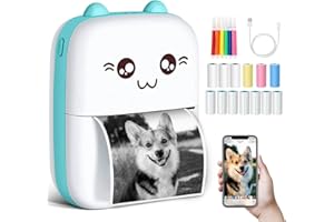 Mucek Mini Printer for Smartphone, Mini Printer Sticker, Picture Memo Receipt Paper Printer, Photo Printer with 13 Rolls Printer Paper for Smartphone, Compatible with Android, iOS System, for Journal,