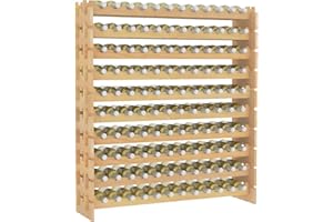 COSTWAY Casier à Bouteilles pour 120 Bouteilles, Étagère à Vin en Bois de Pin, Porte-Bouteilles à 10 Niveaux Modulable et Extensible, Range Bouteille Robustes pour Cave, Cuisine, Bars (120 Bouteilles)