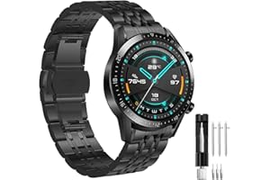 HATOLOVE Armband für Huawei Watch GT3/GT3 Pro 46mm/GT2/GT 46mm/GT2 Pro/GT2e/GT Runner/Huawei Watch 3/3 Pro/HUAWEI Watch 4/Watch 4 Pro/Galaxy Watch 46mm/Galaxy Watch 3 45mm, 22mm Edelstahl Metall Ersatzband