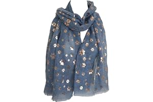 GlamLondon Women's Paw Print Scarf Metallic Foil Animal Cats Dogs Paws Glitter Wraps Shawl Scarves