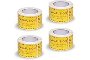 BETCKEY - 4 Rotoli giallo adesivo di avvertimento del pacchetto, 70mm x 100mm, 2000 etichette che utilizzano per il pacchetto pesante oltre 15Kg