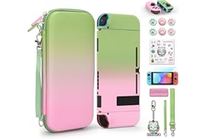 IA INNOAURA Étui Switch pour NS Switch, Switch Sac, innoAura 16 en 1 Kit D'accessoires Switch avec Étui Transport Switch, Coque Protection Switch, Protecteur D'écran Switch, Étui Jeu Switch (Dégradé Rose-Vert)