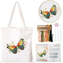Kit De Broderie Débutant Motif Colibri Sur Sac Toile - Inclus Tambour, Aiguille, Fil, Instructions