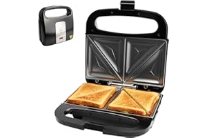 ‎EXTRASTAR Sandwichmaker, 750W Sandwichtoaster, Antihaft-Beschichtung, Aufwärm-Anzeige, Cool Touch Gehäuse, Ideal für Sandwiches, Pancakes, Omeletts & Steaks