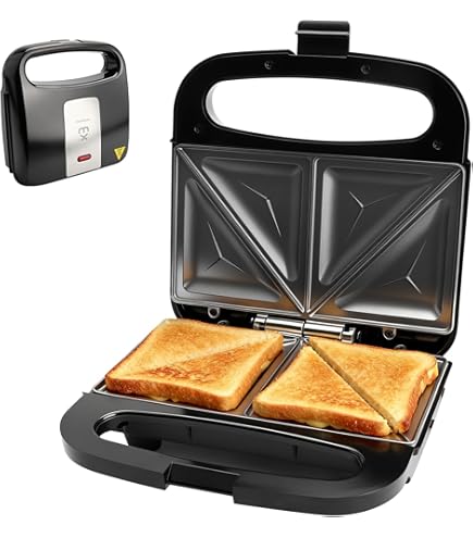 Machine à Sandwich Double Emerio - Grille-pain Antiadhésif Sans BPA, 750W, Forme Triangulaire Classique