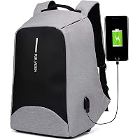 FUR JADEN Waterproof Polyester 20Ltrs Grey Casual Backpack With Usb Charging Point