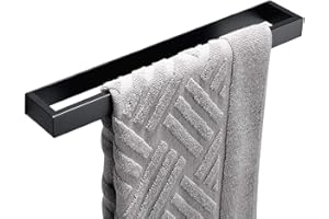 Flybath 40 CM Porta Asciugamani Adesivo SUS 304 Acciaio Inossidabile Anelli Portasciugamani Porta Asciugamano Bidet Bagno Cucina da Muro, Nero Opaco