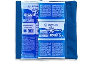 Sicuraid Ghiaccio Gel Riutilizzabile Made in Italy – Kit Gel Caldo Freddo per Microonde e Freezer | 1 Grande + 1 Flex con 2 Sacche Protettive Blu, Perfetto per Fisioterapia e Recupero Muscolare