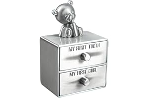 Feyarl First Curl and Tooth Keepsake Box - Alloy Tooth Fairy Organizer for Kids Baby Christening Shower Newborn Gift