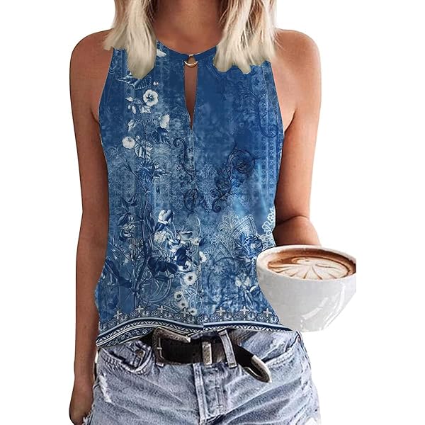 MAVIS LAVEN Damen-Tanktop Mit Ösen & Rüschenärmeln – Lässiges Sommer-Oberteil, Gesmokt, Rundhals