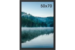 Träbildram i MDF-trä 50 x 70 cm, med akrylglas, kan hängas vertikalt eller horisontellt, för foton, affischer, pussel