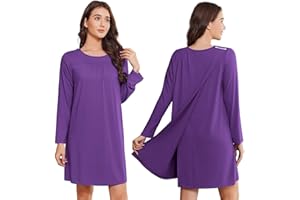 Deyeek Hospital Gowns for Women Open Back Tear Away Post Surgery Dress Long Sleeve with Shoulder Snaps Adaptive Nightgowns