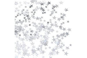 Giftota Silver Star Confetti, Table Star Confetti, 30g Twinkle Glitter Star Sequin Foil Scatter for Wedding Birthday Party Festival Decorations Supplies (Silver)