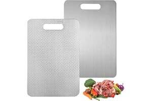 Wapasezyar Tytanowa deska do krojenia 2025, stal nierdzewna 316, tytanowa deska do krojenia, dwustronna deska do krojenia o jakości spożywczej, powłoka zapobiegająca przywieraniu (34 x 23 cm)