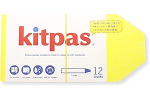 Kitpas Crayon Large 12 Colours - Bright, Bold Crayons for Almost any Surface including Paper, Glass and Mirrors, Blue/Green/Red/White/Yellow