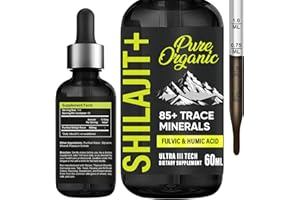 BODY MERRY Shilajit Himalayano Puro in Gocce Liquide, Energia e Difese Immunitarie, 85+ Minerali Naturali con Acido Fulvico per Concentrazione, 60mL