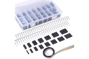 Glarks 700Pcs 2.54mm 1/2/3/4/5/6/7/8 Plug Connector Housing and Male/Female Pin Connector with 10 Wire Rainbow Color Flat Ribbon IDC Wire Cable Compatible with Dupont Connector Assortment Kit
