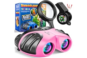 Dislocati 8x21 Kinder Fernglas Für Mädchen, Spielzeug Geschenke Mädchen ab 3-10 Jahre - Outdoor Spielzeug - Entdecker Set Für Kinder mit Lupe & Pfeife Kompass