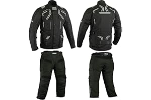 BOSMOTO Herren Kombi Motorradbekleidung Biker Anzug Zweiteiler Motorradkombi Schwarz (M)