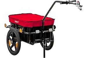 Zelsius Remorque de vélo | 68 litres | Chariot de transport, chariot à vélo, chariot à main | Remorque pour vélo, remorque de charge avec bac en plastique | Remorque de transport, boîte de transport