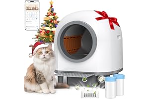 RWSRW Automatisches Katzenklo XXL, 80L Selbstreinigende Katzentoilette, App-Fernsteuerung mit Mehreren Sicherheitssensoren, Geruchsneutralisation & Sicherheits Stopp System