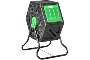 Outsunny Composteur de Jardin - bac à Compost pour déchets - Rotatif 360° - 1 Chambre 65 L - Acier PP Noir