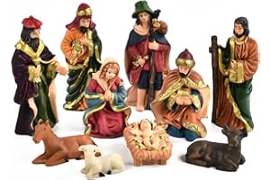 XIABYAYU Krippenfiguren Set, Weihnachtskrippe Figuren, 10 Stück Krippe Weihnachten, 2,5cm bis 10cm, Weihnachten Tischdekoration, Weihnachtskrippe Zubehör für Halloween, Weihnachten