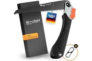 HARDTWERK Klappsäge ALPHA Astsäge mit Safety Lock (210mm) für Garten, Outdoor, Bushcraft inkl. S-Karabiner, Handsäge Holz aus SK5 Karbonstahl - Allzweckklappende Handsägen - Garten Handsäge - Säge
