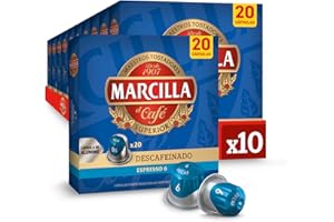 Marcilla Cápsulas de Café Descafeinado | Intensidad 6 | 200 Cápsulas Compatibles Nespresso (R)