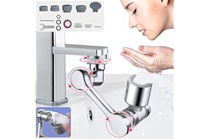 LOVCOYO Robinet à rallonge pivotant à 1080° Nouveau robinet multifonctionnel à jet réglable avec noyau en céramique, robinet aéré avec adaptateur 2 modes, cartouche filtrante avec vue dégagée