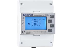 Eastron 100A Direct-fed DIN Rail-Mounted Electricity Meter and Solar Power Monitor - Measures and displays 1p2w, 3p3w & 3p4w Supplies with User-Friendly menu and Solar Meter (SDM630 MODBUS-MID)