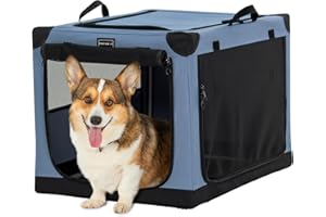 Petsfit Hundebox faltbar, Hundebox für zuhause Verstellbarer Stoffbezug mit Spiraleisenrohr, Hundetransportbox Auto Stoff für große mittlere kleine Hunde,Leicht zu Verstauen