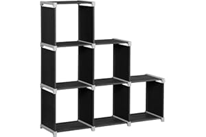 ‎SONGMICS SONGMICS Bücherregal, 6-Würfel-Regal, DIY, Treppenregal, Organizer fürs Wohnzimmer, Aufbewahrungsregal fürs Schlafzimmer, Kinderzimmer, Badezimmer, für Spielzeug, Raumteiler, schwarz LSN63H