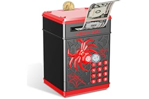 Yellcetoy Hucha Electrónica para Niños, Spider Caja Fuerte con Código de Seguridad y Música, Cumpleaños Navidad Regalos para Niño Niñas 3 4 5 6 7+ Años Negro
