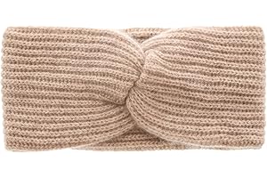Zwillingsherz Rippen Stirnband aus 100% Kaschmir - Hochwertiges Grobstrick Kopfband Uni Design für Damen Frauen - Wolle - Ohrenschutz Haarband - Sport Freizeit warm weich - Frühjahr Herbst Winter
