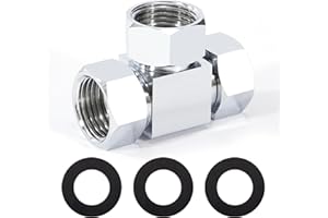 ELEGRIP Adattatore per Deviatore Dell'acqua, 3 Voies T Raccordi per Tubo Flessibile G1/2" per Valvola Angolare, Bracci Doccia, Spruzzatore per Bidet, Raccordi per Tubi Flessibili