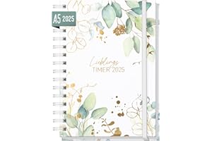 ‎HÄFFT Häfft® Lieblings-Timer Kalender 2025 A5 "Blattgold" Hardcover Terminplaner, Spiralkalender, Terminkalender, Wochenplaner, Ringbuch Planner - nachhaltig & klimafreundlich