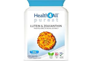 Health4All Lutein and Zeaxanthin Supplement 25mg per Capsule, 120 Capsules 4 Months Supply, Purest Eye Health Marigold Extract Supplement, Natural Eye Vitamins for Vision Care & Floaters | Made in UK