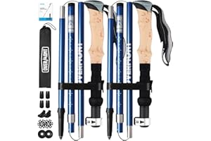 ‎OVERMONT Overmont Wanderstöcke Faltbar Aluminium Ultraleicht - Verstellbar 105-125 cm Trekkingstöcke - Nordic Walking Stöcke 1 Paar mit All-Terrain Zubehör