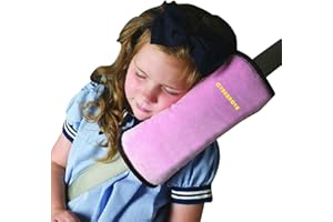 CYBERNOVA stop pasa samochodowego, idealny jako poduszka wsparcia głowy, bezpieczeństwo w samochodzie dla dzieci poduszka pasa barkowego (różowy)