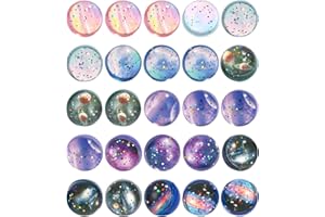 Birshe Flummies Flummies Flummies świecące 30 mm Flummies dla dzieci, brokatowe gumowe kulki Flummies, zestaw na urodziny dziecka, prezent dla gości, przypadkowy kolor na urodziny dziecka